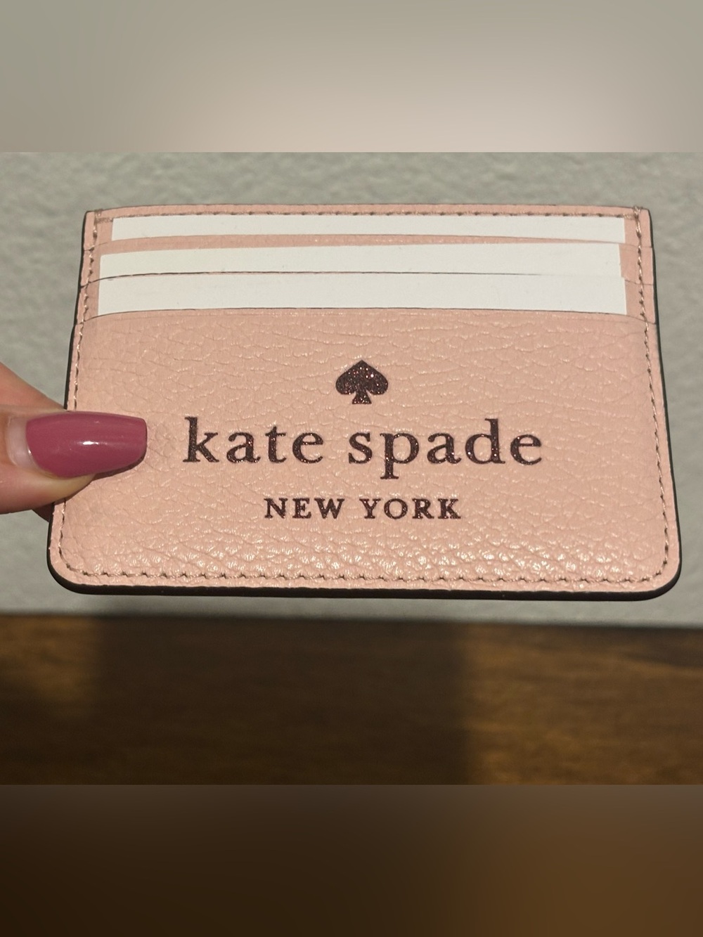 kate spade Blush Pink Pebbled Leather Card Slot Holder - Picture 3 of 8